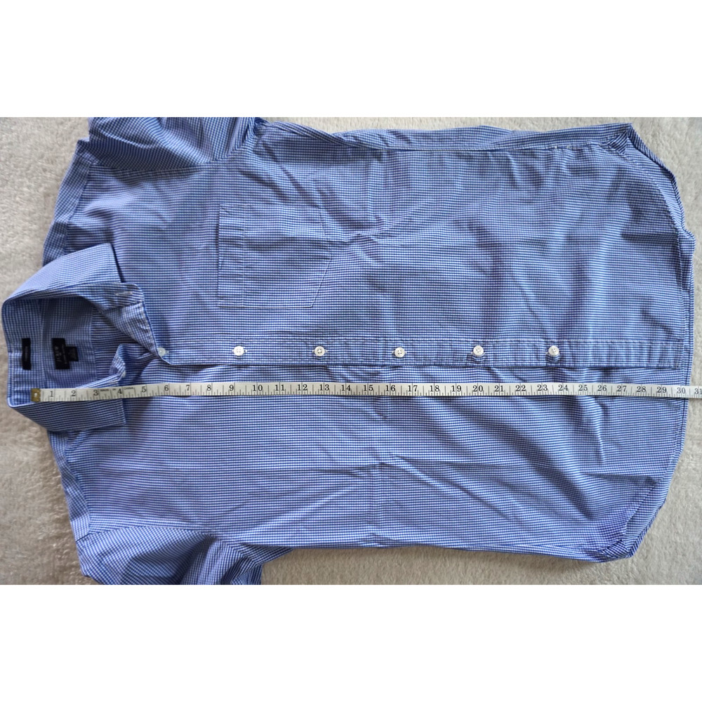 J. Crew Thompson Blue Check Gingham Poplin Dress Shirt Mens 15-15.5 - Picture 7 of 9